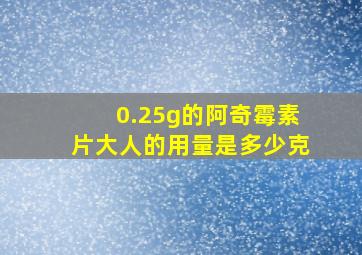 0.25g的阿奇霉素片大人的用量是多少克