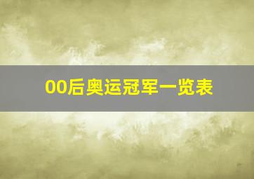 00后奥运冠军一览表