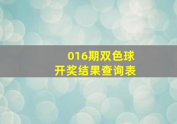 016期双色球开奖结果查询表