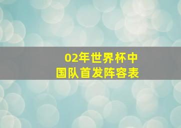 02年世界杯中国队首发阵容表