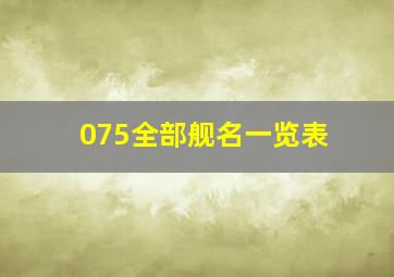 075全部舰名一览表