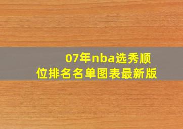 07年nba选秀顺位排名名单图表最新版