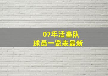 07年活塞队球员一览表最新