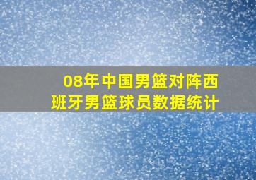 08年中国男篮对阵西班牙男篮球员数据统计