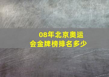 08年北京奥运会金牌榜排名多少