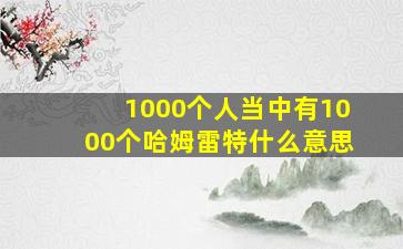 1000个人当中有1000个哈姆雷特什么意思