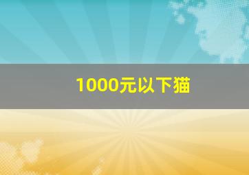 1000元以下猫