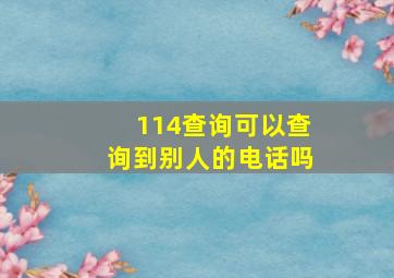 114查询可以查询到别人的电话吗