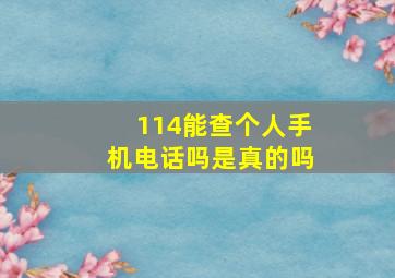 114能查个人手机电话吗是真的吗