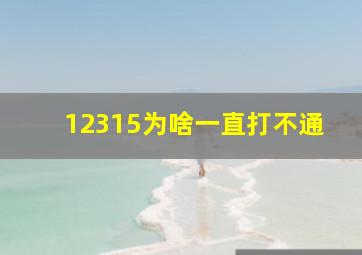 12315为啥一直打不通