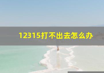 12315打不出去怎么办