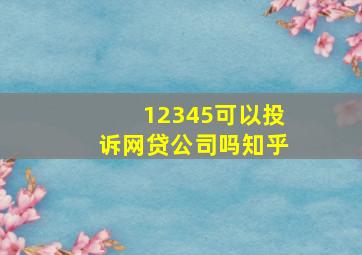 12345可以投诉网贷公司吗知乎