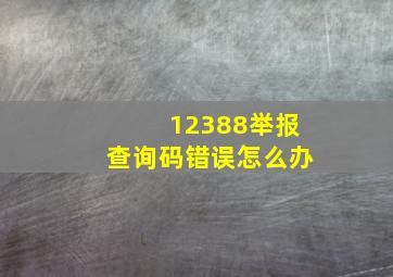 12388举报查询码错误怎么办