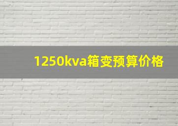 1250kva箱变预算价格