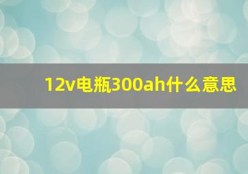 12v电瓶300ah什么意思