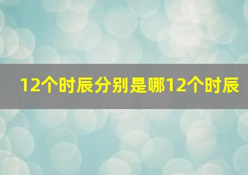 12个时辰分别是哪12个时辰