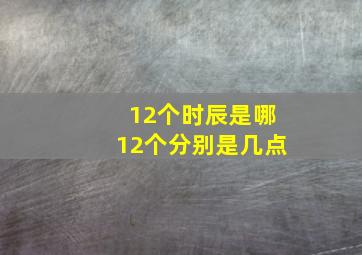 12个时辰是哪12个分别是几点