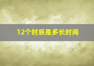 12个时辰是多长时间