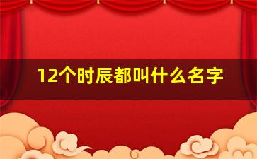 12个时辰都叫什么名字