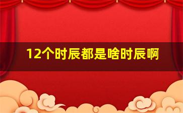 12个时辰都是啥时辰啊