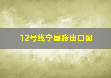 12号线宁国路出口图