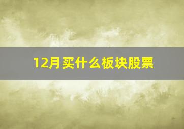 12月买什么板块股票