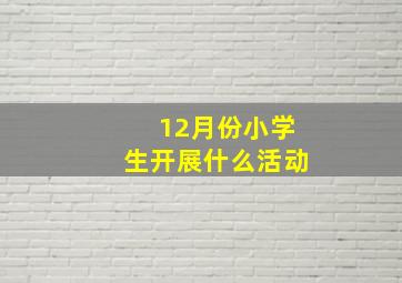 12月份小学生开展什么活动