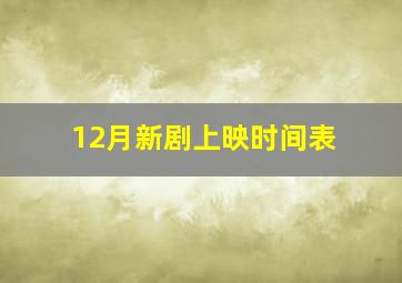 12月新剧上映时间表