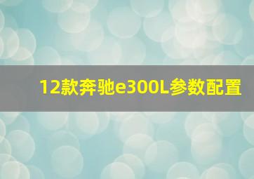 12款奔驰e300L参数配置