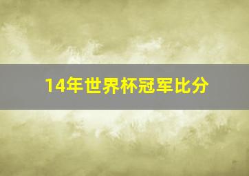 14年世界杯冠军比分