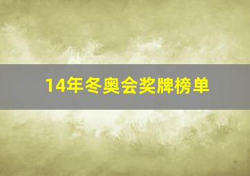 14年冬奥会奖牌榜单