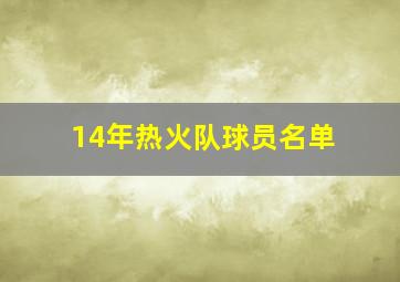 14年热火队球员名单