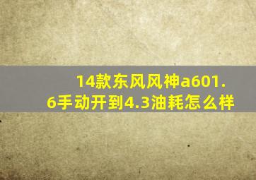 14款东风风神a601.6手动开到4.3油耗怎么样