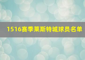 1516赛季莱斯特城球员名单