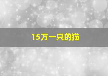 15万一只的猫