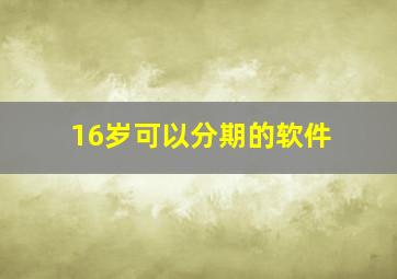 16岁可以分期的软件