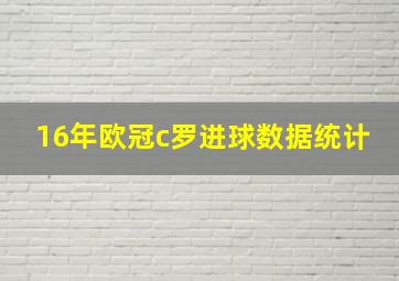 16年欧冠c罗进球数据统计