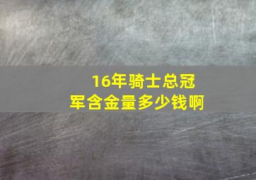 16年骑士总冠军含金量多少钱啊