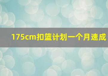 175cm扣篮计划一个月速成