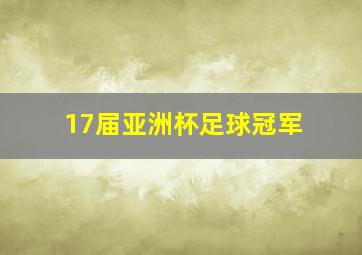 17届亚洲杯足球冠军