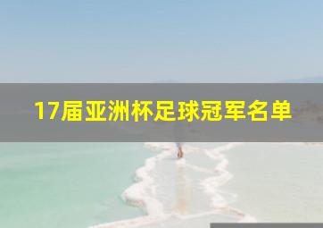 17届亚洲杯足球冠军名单