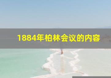 1884年柏林会议的内容