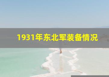 1931年东北军装备情况