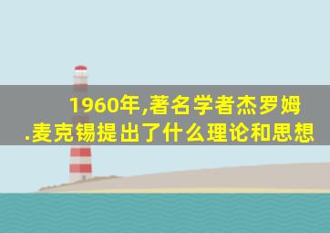 1960年,著名学者杰罗姆.麦克锡提出了什么理论和思想