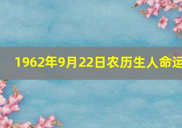 1962年9月22日农历生人命运