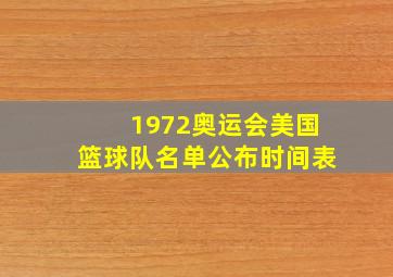 1972奥运会美国篮球队名单公布时间表