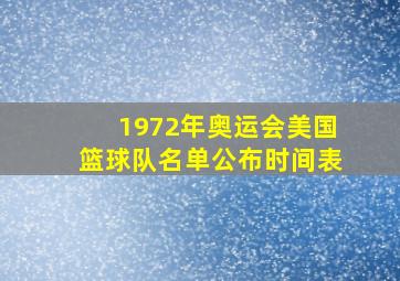 1972年奥运会美国篮球队名单公布时间表