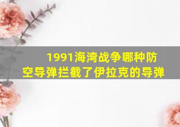 1991海湾战争哪种防空导弹拦截了伊拉克的导弹