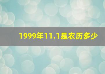 1999年11.1是农历多少