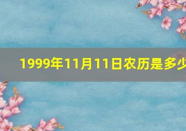 1999年11月11日农历是多少